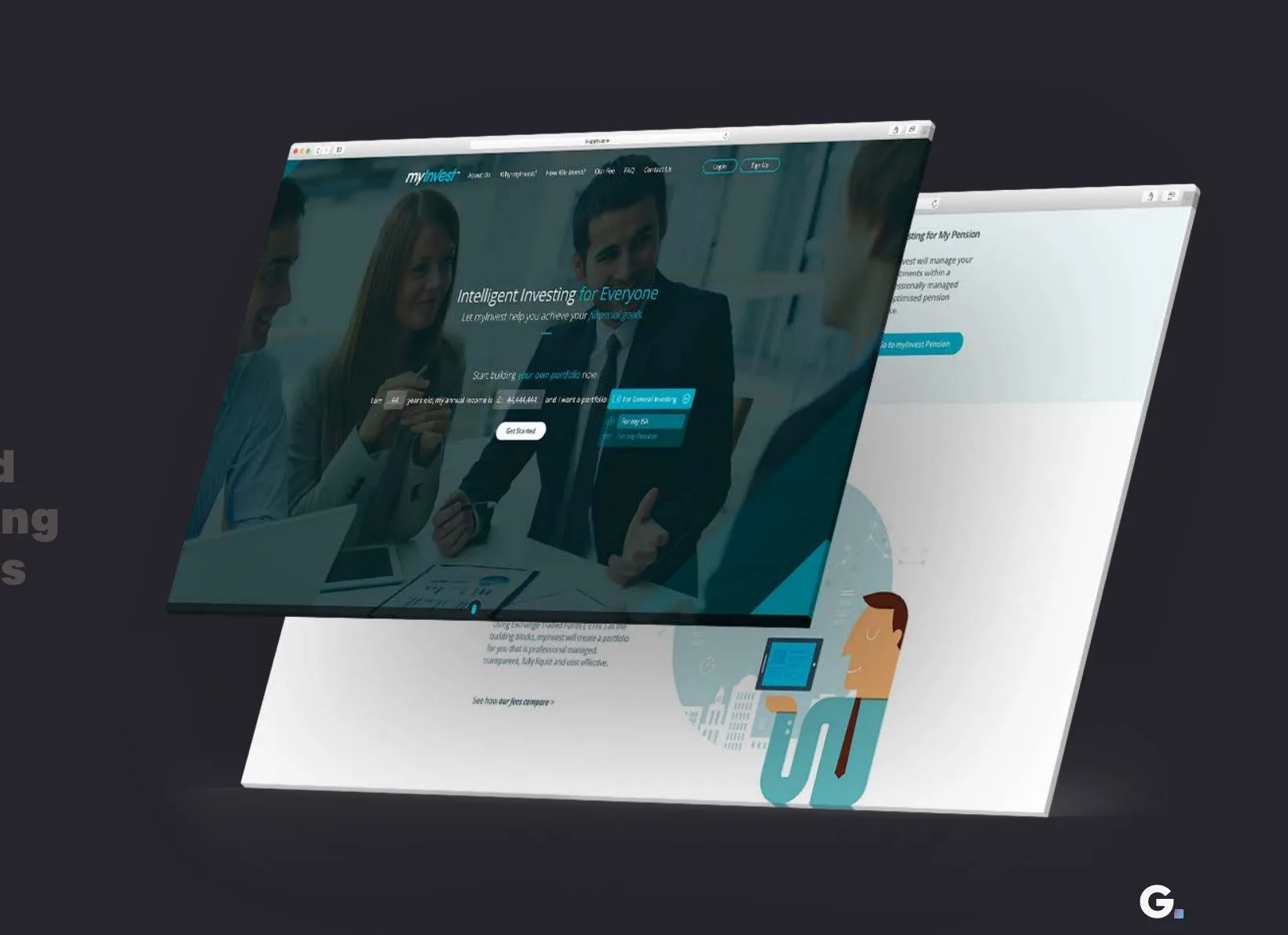 MyInvest product design screens